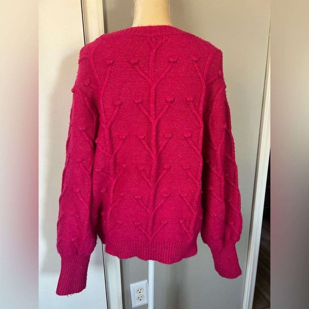Crown & Ivy Woman’s Bright Pink Heavyweight Soft Chunky Valentines Sweater XL - Picture 6 of 11